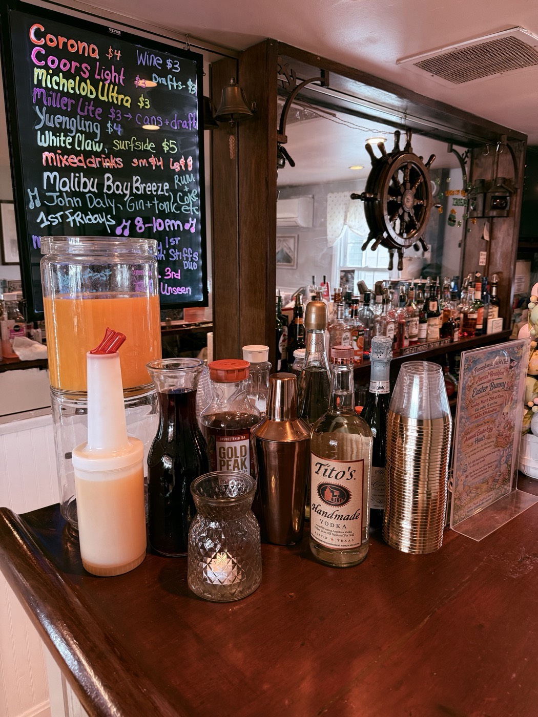 The clubhouse bar at the Pennsylvania Yacht Club